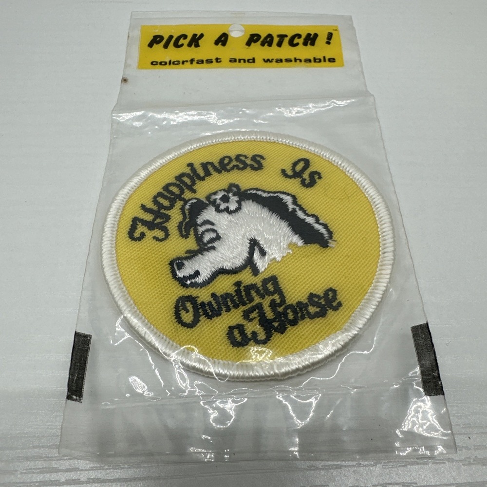 Vintage HAPPINESS IS OWNING A HORSE Sew‎ On Patch